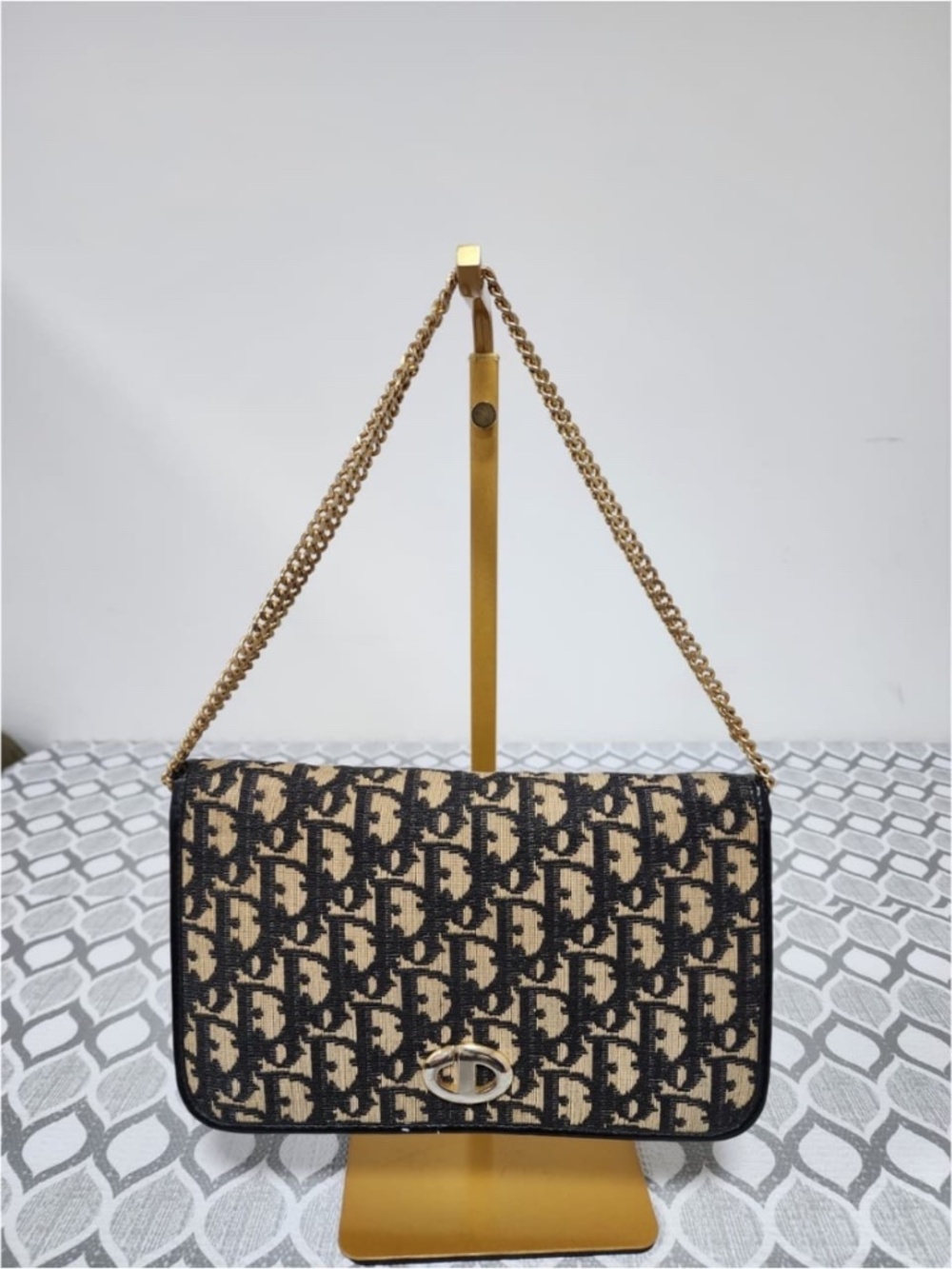 Authentic Christian Dior Vintage Diorissimo Trotter Bag Beige/Black
